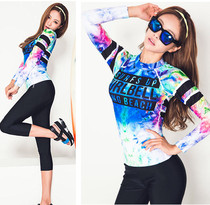 Special Han Chao new womens long sleeve three-piece set split water ski surfing sunscreen clothes outdoor sports floating clothes Beach