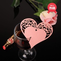 Hollowed-out Loving Wine Glass Card CARD HANGING ACCESSORIES WALL STICKUP DECORATION CARD WEDDING SUPPLIES SEAT CARD MESSAGE CARD 50 PIECES