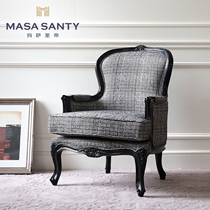 American Countryside Black Carved Flower Single Sofa Solid Wood Designer New Vintage Guest Hall Furniture Tiger Chair Decent Board Room