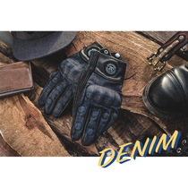 Original] Tannin denim motorcycle motorcycle retro riding real goatskin spring and autumn breathable touch gloves
