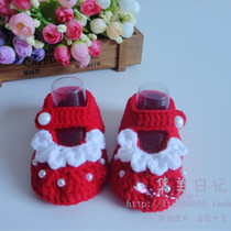 Hand woven spring and autumn newborn baby handmade shoes Wool soft-soled baby shoes Toddler shoes Cute princess shoes