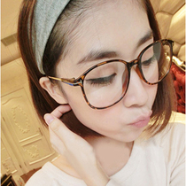 BAO WEN glasses frame female Korean version of tide retro big round face big frame eye frame flat light glasses men can be equipped with myopia