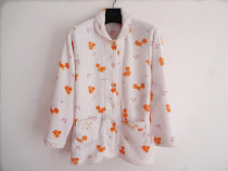 Day single autumn and winter womens home clothes small lapel top coral velvet front door single pajama long sleeve shirt