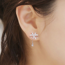 Korean jewelry bow drops micro-inlaid fake earrings without ear hole padded ear clip silver pin earrings female earrings 0051