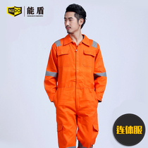 Can shield cotton spring and autumn long sleeve conjoined uniforms mens labor insurance uniforms