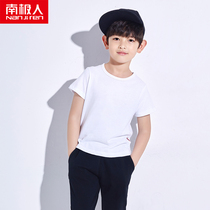 Childrens white t-shirt half sleeve summer trendy mens children solid color short sleeves Mens and womens childrens and childrens cotton base shirt summer clothes