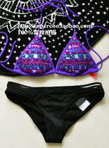 Heavy Industries Europe and America American Purple Rare Sequins Triangle Contrast Sexy BIKINI BIKINI