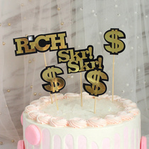 Net red English letter cake decoration local tyrant gold dollar gold dollar money cake card card