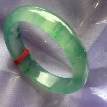 Light green bracelet ice-permeable luster natural jade old pit A goods jade bracelet female counter with certificate KA106