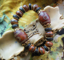 Sky Longwork] Tibetan Mizong Natural Five Fans Eight auspicious sholli fire for dragon tattooed three eyes old healy pearl pendant