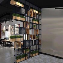 American shelf Office partition display rack Floor-to-ceiling multi-layer bookshelf Living room solid wood screen wrought iron storage rack