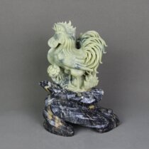 Golden Chicken Newspaper Xiao Seal Door Freeze Fine Natural A Stock Green Fields Stone Sculptures Seal Carving and Crafts Handicraft Collection New Pint Round