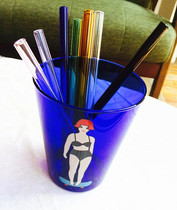 Foreign trade Export environmentally-friendly colourful high temperature resistant glass straw high boron silicon short straw yoghurt suction short straw