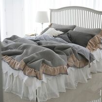 South Korea imported light gray wooden ear edge seam air conditioning quilt cover 3-piece set quilt cover imported bedding kit