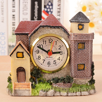 June 1 Childrens Day gifts for men and women children castle alarm clock bedside clock European-style villa resin ornaments