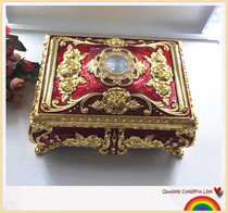 Girl's wedding two-story oversized tin jewelry box diamond ring box Russian oversized silver tin jewelry box jewelry box