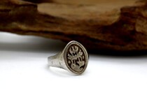 Qing Dynasty clear fish Yue dragon door ring--Old silver ring antique silver decoration(B)