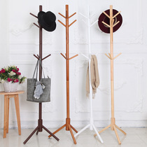 Classic solid wood floor-to-ceiling European bedroom simple creative round stick hanging hanger hanging clothes shelf