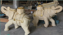 Sandstone sculpture sandstone round carving small Thai elephant crafts ornaments landscape decoration sculpture partial Gold Gold