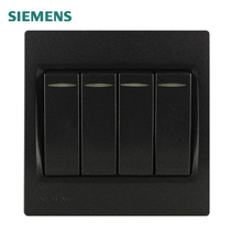 Official anti-counterfeiting * Siemens smart metal black four open single control with fluorescent quadruple single control