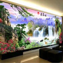 Full Diamond painting new masonry embroidery welcome pine flowing water wealth landscape landscape painting large living room sticking Diamond painting