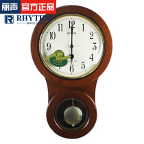 RHYTHM Lisheng wall clock living room European retro solid wood whole point clock creative art CMJ499FR06