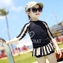 Girls swimsuit Childrens swimsuit Girl Korean split boxer skirt kid middle child long sleeve sunscreen swimsuit