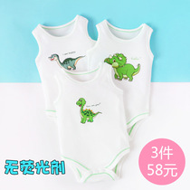 Baby vest pure cotton romper baby summer sleeveless cartoon one-piece newborn Korean sling triangle climbing suit