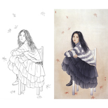 Meticulous painting white paper print manuscript 66*103 with color picture Cui Jingzhe 165t