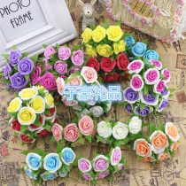 6 Bouquet Diy Emulation Flower Wedding Celebration Fake Flower Ring Hand Flower Material Curl Foam Flowers Rose Bouquet