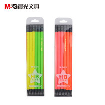 Manchengguang stationery black wood HB wood pencil solid color fluorescent 12pcs Hex AWP30812
