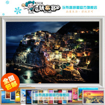 Adult 1000 pieces of wood puzzle 1500 educational toys gift decompression beautiful European scenery five fishing villages starry night