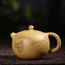 Famous pot Qiuyue Yixing purple clay pot full handmade name Teapot Benshan green mud Xi Shi pot household Teapot Tea Tea