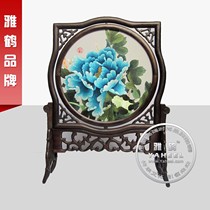 Flower opening rich and expensive peony bifacial heteroembroidered Xiang embroidered boutique pure handmade embroidery national color Tianxiang Hunan featured handicraft
