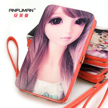 Female style cartoon buckle lunch box in hand carry with wallet fashion cute doll lead pencil case with mobile phone bag zero wallet