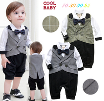 2020 Spring and Autumn polka dot bow tie stripe gentleman long sleeve ha clothes 100 days old one-piece dress can P