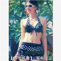 Clearance brand Baorida black and white polo point swimsuit women small breasts gathered steel tray bikini 1217313