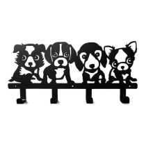 Entrance original four puppies paper-cut wrought iron key hang 40 cm indoor home decoration hook coat hang