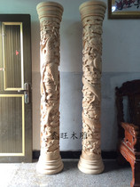 Dongyang wood carving Dragon Phoenix Circle Roman column pan Dragon column Buddhist Shrine shrine Dragon column solid wood carving hand carving