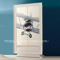 Childrens room wardrobe cartoon hand-painted double door closet locker solid wood boy cute wardrobe teenagers