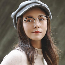 Spectacle frame Female retro Han version half-frame round frame black spectacle frame Mens plate can be matched with nearsighted eyes female small face