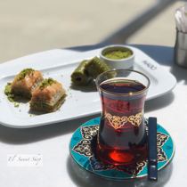 Turkish court style black tea cup black Platinum Cup Dish Home creative glass high temperature resistant spot 110ml