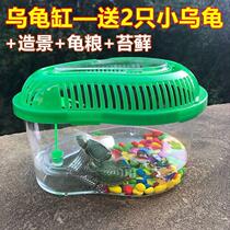 Tortoise tank to send 2 small turtles Brazil turtle tortoise tank with drying table multi-specification turtle basin pet box children gift