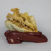 Maxiong Wind Natural Fine Guangdong Jade Green Fields Stone Engraving Pendulum Pieces Pure Handmade Artwork Furniture Overdraft Direct Selling