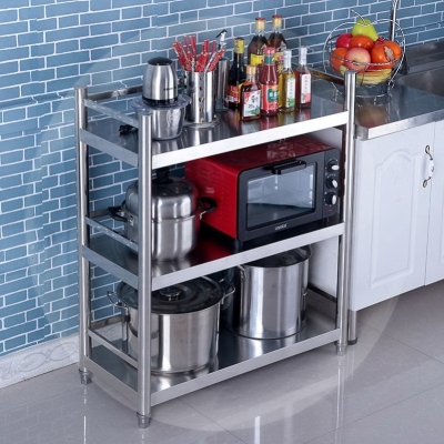 Shelf kitchen rack cabinet stainless steel cabinet 2 dishes microwave oven 4 shelf storage rack storage rack floor multi-layer type