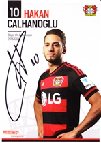 Calhanoglu Leverkusen 2015-16 season autograph official card