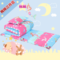 pure cotton kindergarten childrens quilt three piece set winter thick baby quilt cover mattress with six core