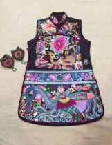 Cloud decoration totem original womens top spring new national style hand-embroidered peony flower seven-button womens clothes