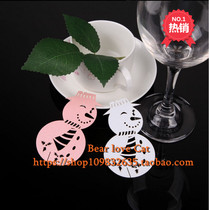 Party supplies paper snowman wine glass cup card card card window hanging ornaments hollow Christmas DIY decoration card