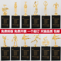 High-end metal Little Gold Man Basketball Football Badminton All types of competition trophies to be made crystal trophies